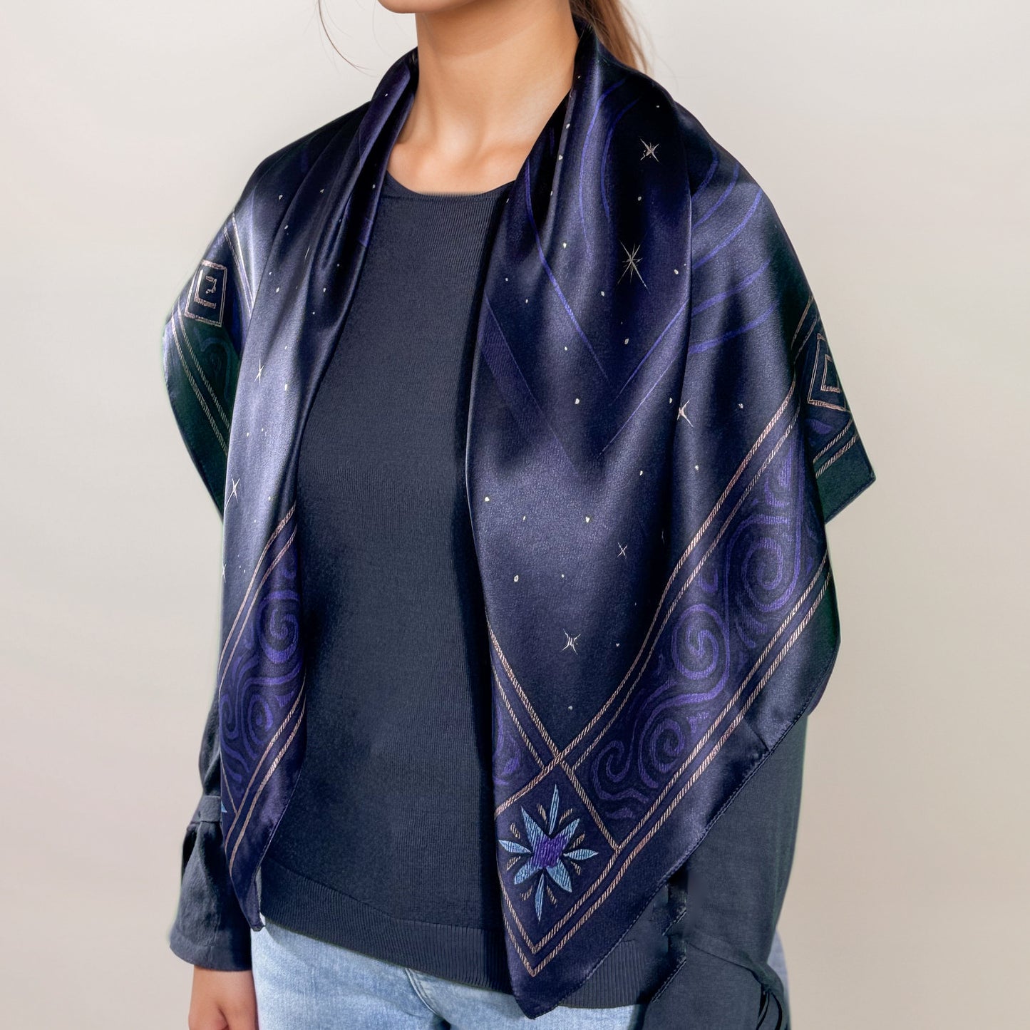 Mayan silk square "Ak'bal" – Guardian of the Night