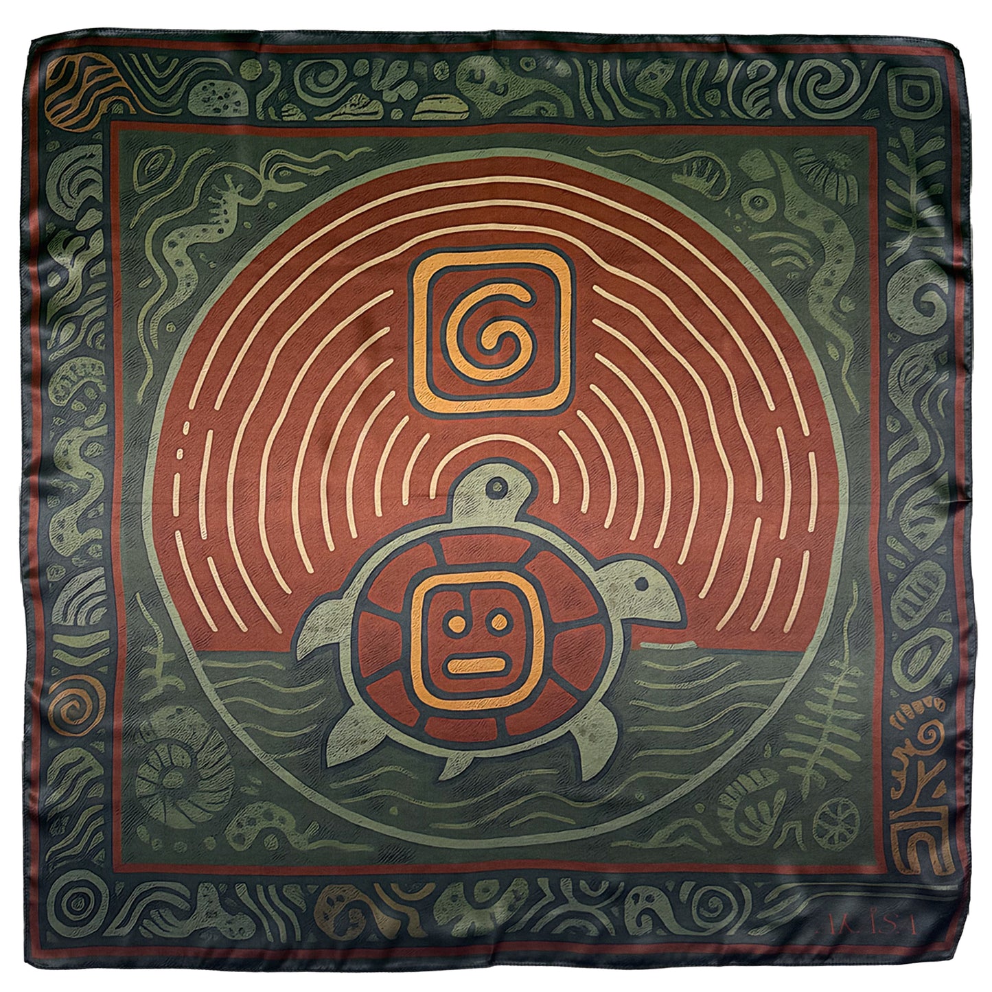 Mayan silk square "Kab'an" - Movement of the Earth