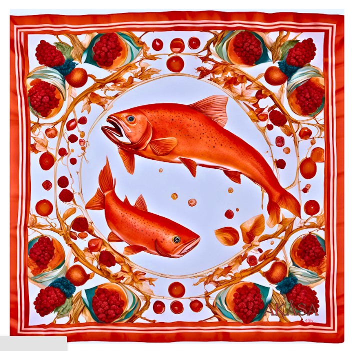 Pañuelo 100 % seda - Maison AKÅSA Biarritz - ᏎᎼᏂ - Semoni - (Salmón)