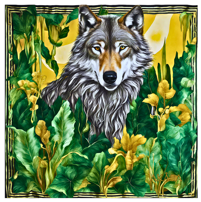 Pañuelo 100% seda - Maison AKÅSA Biarritz - ᏩᏯ - Waya (El Lobo)