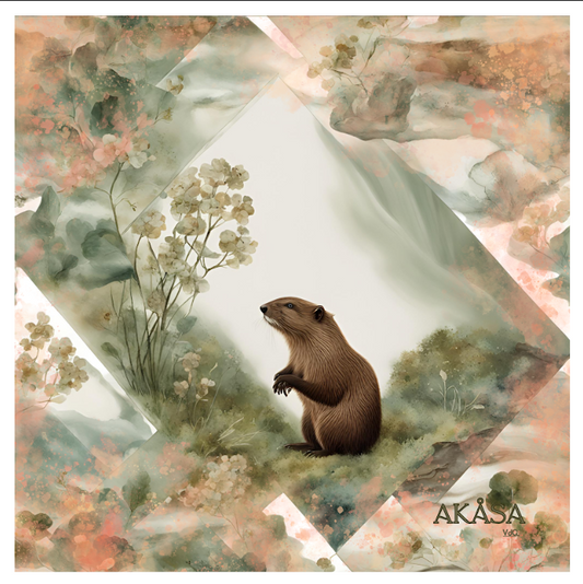 Carré de Soie 100% - Maison AKÅSA Biarritz - ᏙᏧᏩ - Dotsuwa - (Le Castor)