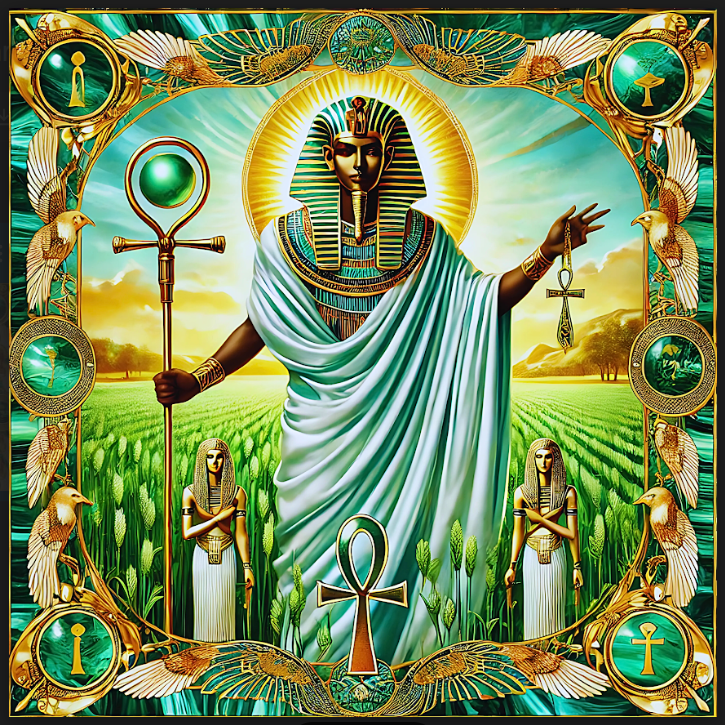 Osiris: Résurrection Éternelle – 𓂋𓏏𓊖 (Wsir) - Carré 88 en Sergé de Soie 16 Mommes