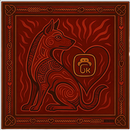 Cuadrado de seda Maya "Oc" – Guardián del Corazón