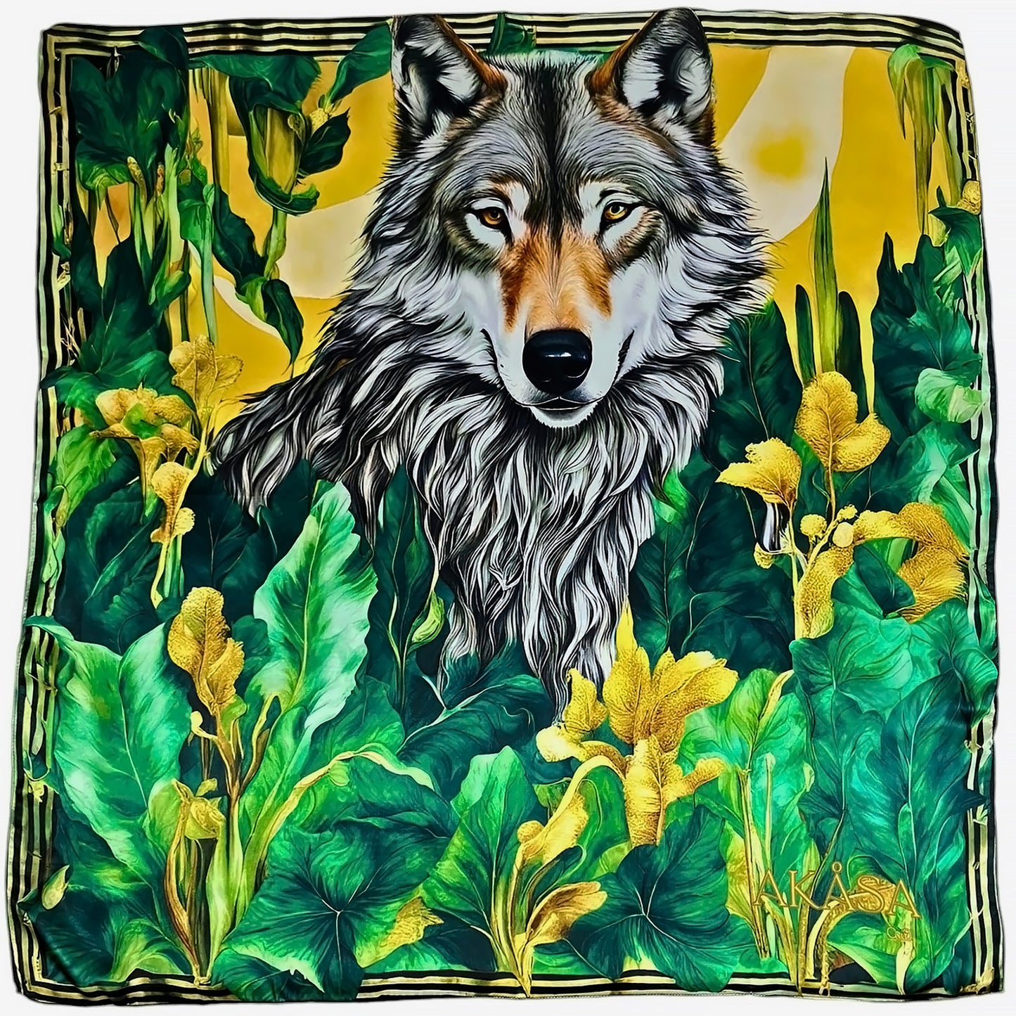 100 % Seidenquadrat – Maison AKÅSA Biarritz – ᏩᏯ – Waya (Der Wolf)