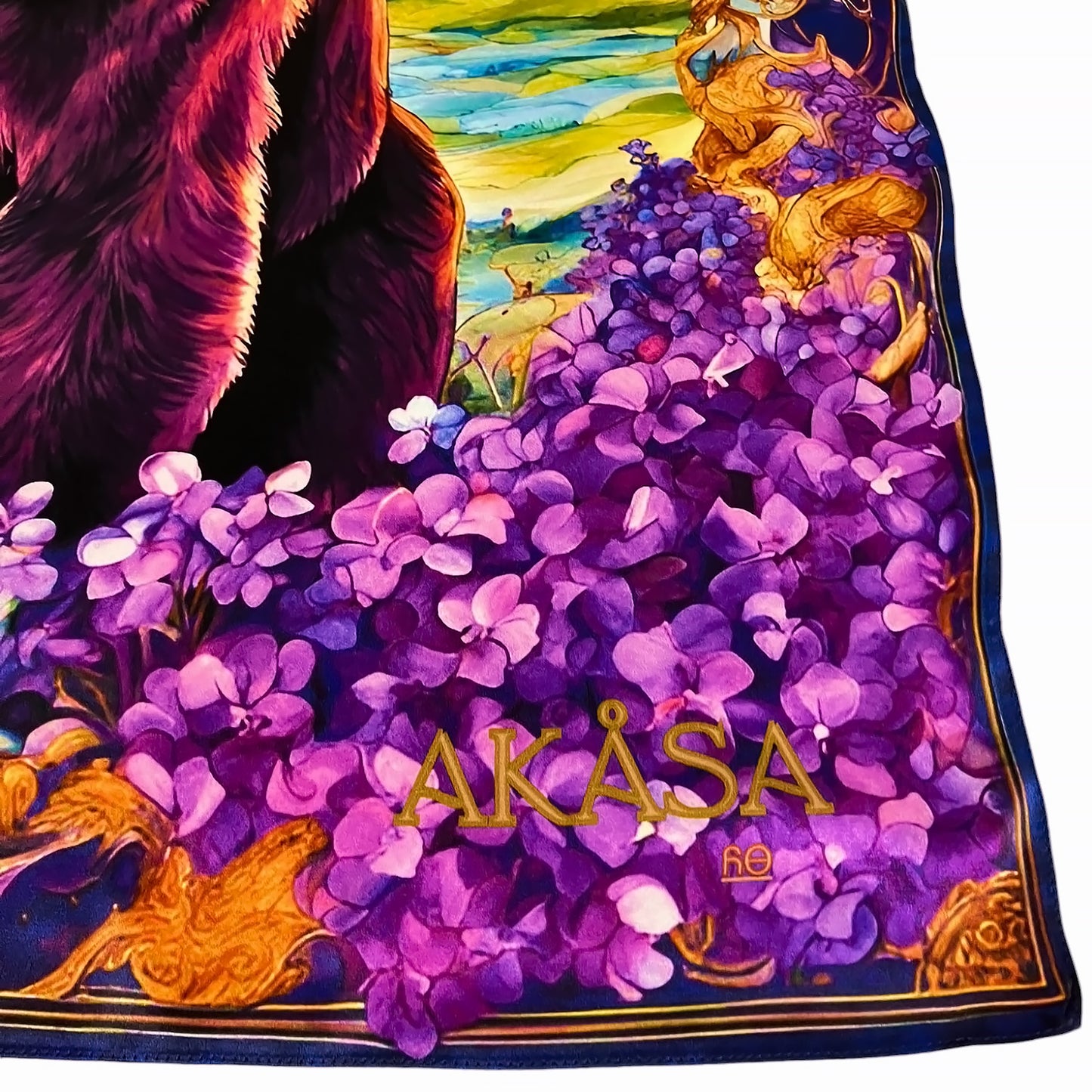 Carré de Soie 100% - Maison AKÅSA Biarritz - ᏲᎾ - Yona - (L'Ours) - Astrologie Amérindienne