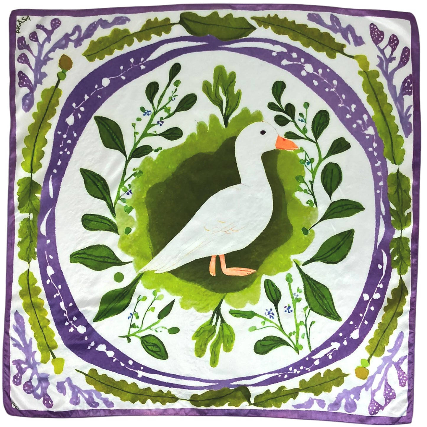 ᏌᏌ (Sasa) - Foulard Carré 66cm | Signe de l’Oie des Neiges (22 Décembre - 19 Janvier) | Astrologie Amérindienne | AKÅSA Biarritz