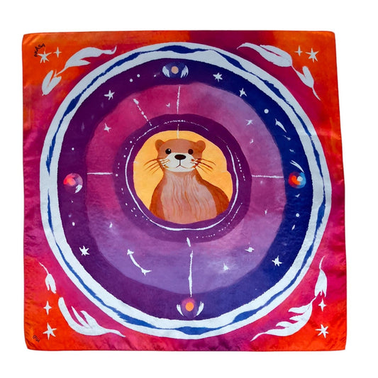 Ꮵꮿ (tsiya) - Quadratschal 66 cm | Anzeichen des Otters | Amerindian Totems | Akåsa Biarritz