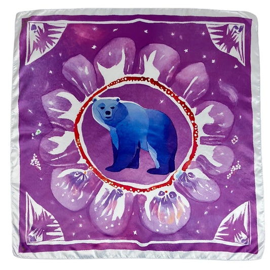 Ᏺꮎ (Yona) - Quadratschal 66 cm | Bärenzeichen | Amerindian Totems | Akåsa Biarritz