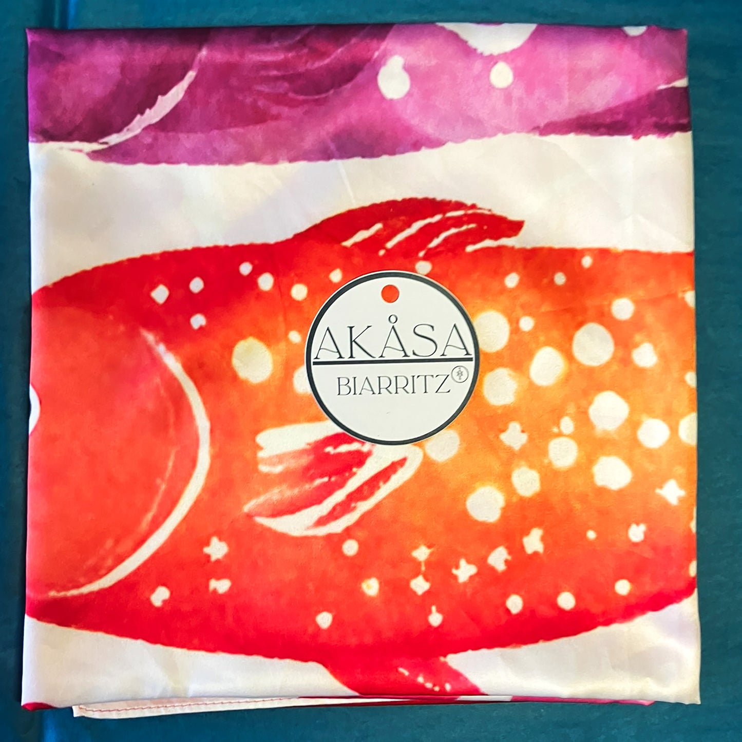 ᏎᎼᏂ (Semoni) - Foulard Carré 66cm | Signe du Saumon (22 Juillet - 21 Août) | Astrologie Amérindienne | AKÅSA Biarritz