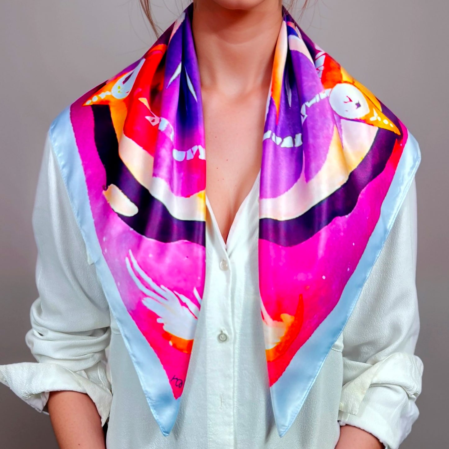 ᏔᏬᏗ (Tawodi) - Foulard Carré 66cm | Signe du Faucon (21 Mars - 19 Avril) | Astrologie Amérindienne | AKÅSA Biarritz