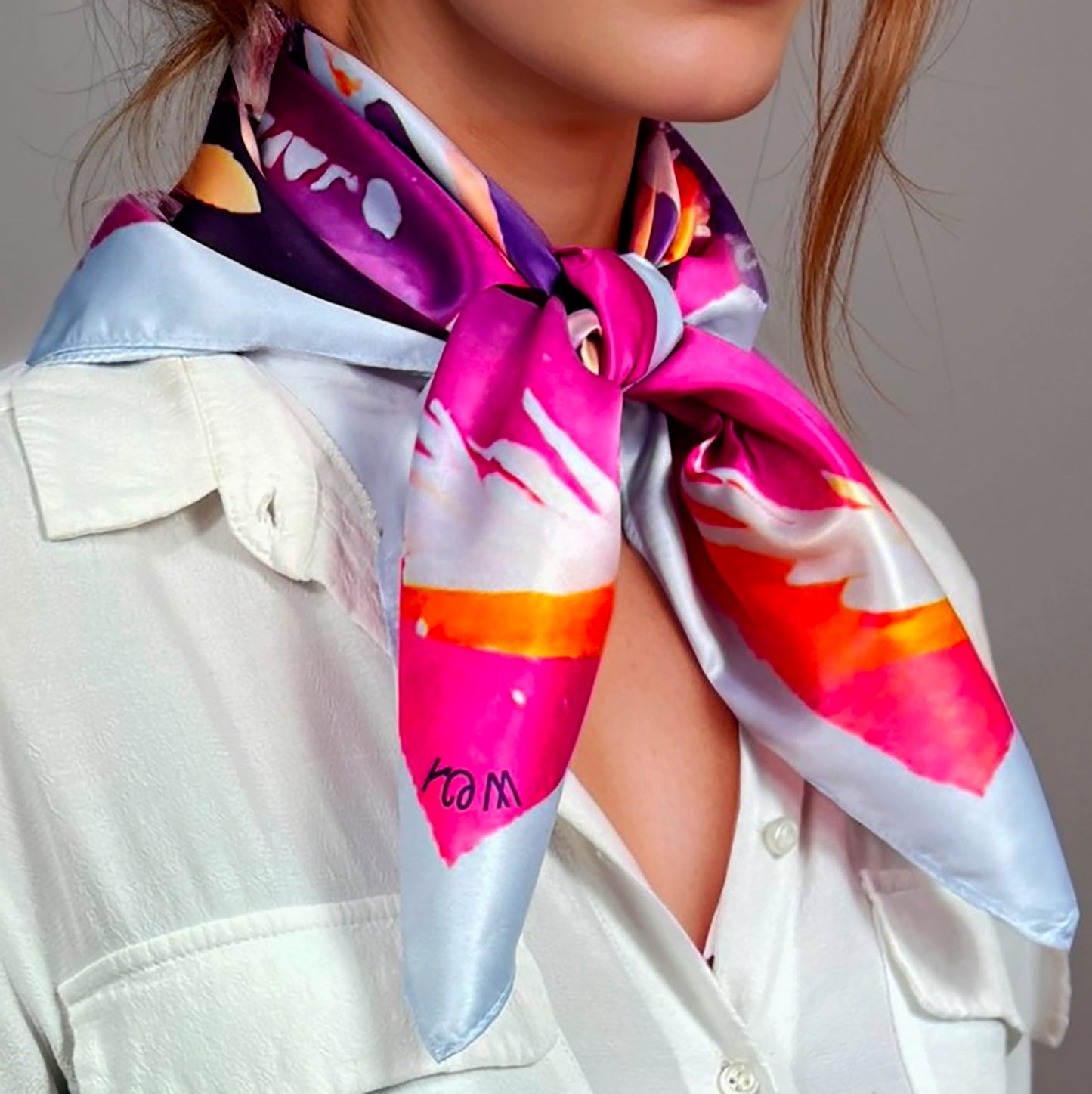 ᏔᏬᏗ (Tawodi) - Foulard Carré 66cm | Signe du Faucon (21 Mars - 19 Avril) | Astrologie Amérindienne | AKÅSA Biarritz