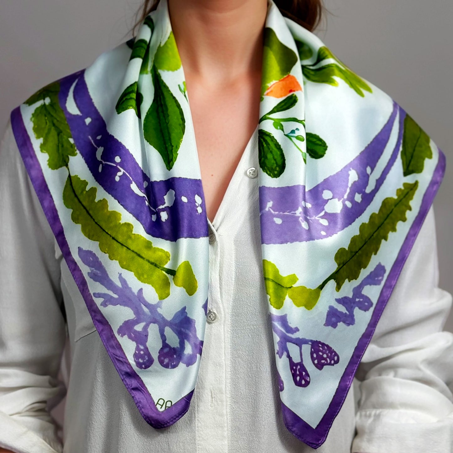 ᏌᏌ (Sasa) - Foulard Carré 66cm | Signe de l’Oie des Neiges (22 Décembre - 19 Janvier) | Astrologie Amérindienne | AKÅSA Biarritz