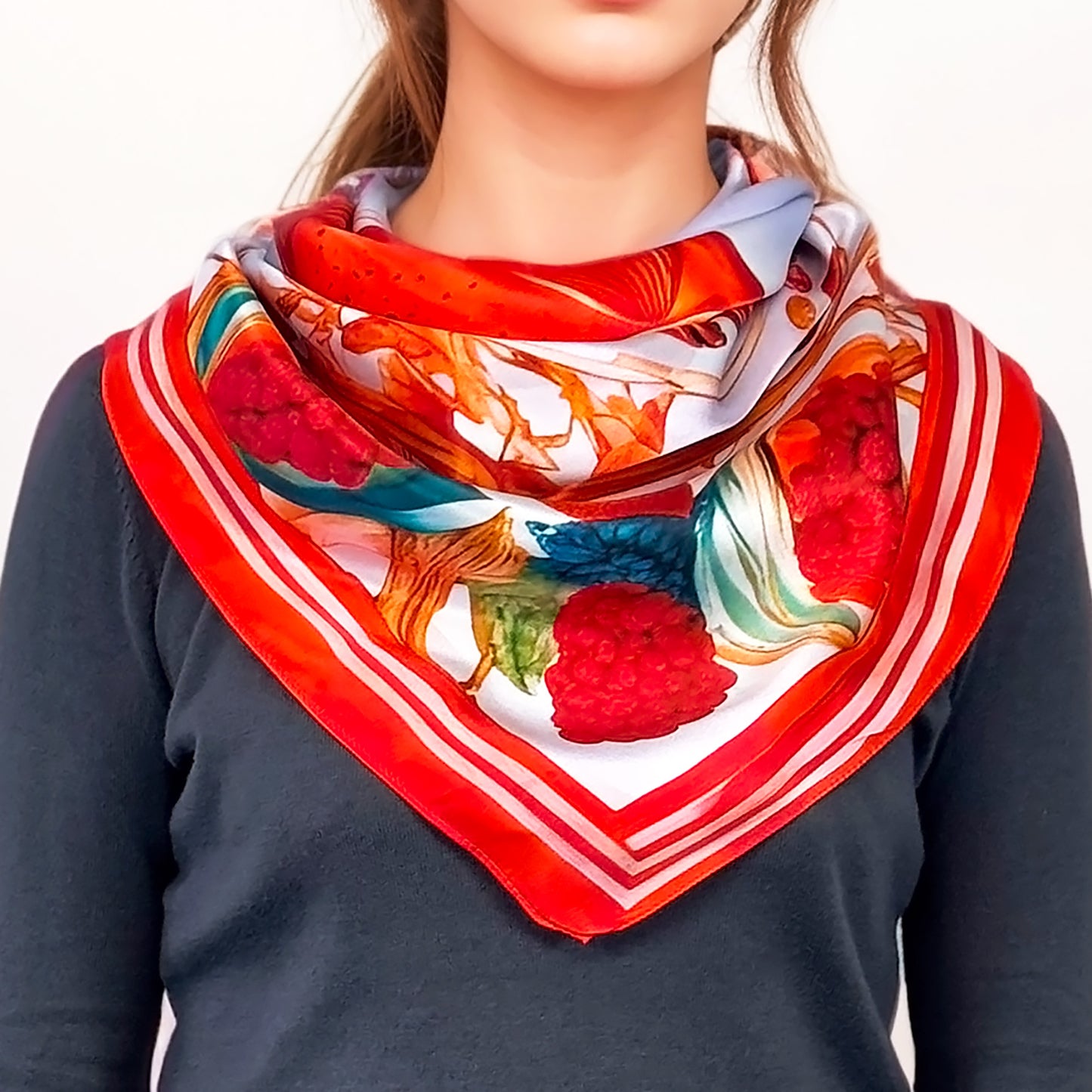 100% Silk Square - Maison AKÅSA Biarritz - ᏎᎼᏂ - Semoni - (Salmon)