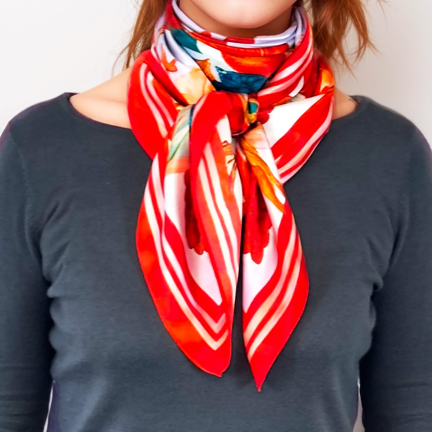 100% Silk Square - Maison AKÅSA Biarritz - ᏎᎼᏂ - Semoni - (Salmon)