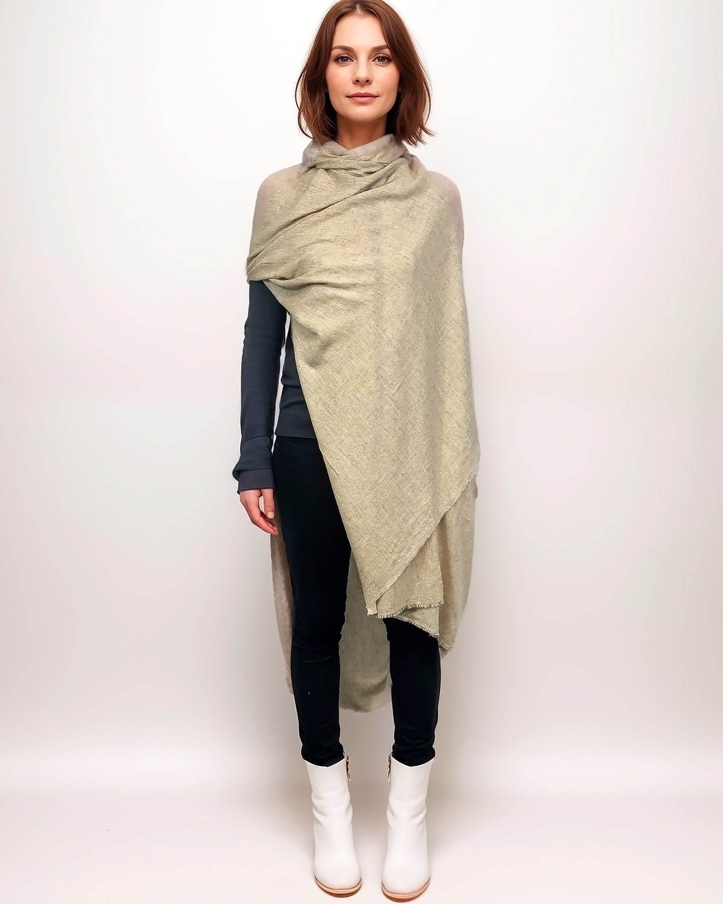 Écharpe en 100% Cachemire – Élégance et Confort (100cm x 220cm) - Beige