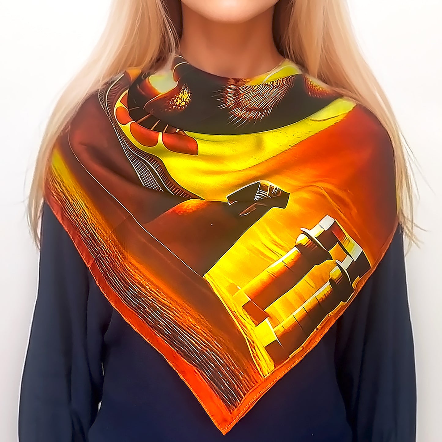 Carré 88 en Soie – Horus : Vision Claire et Protection Divine