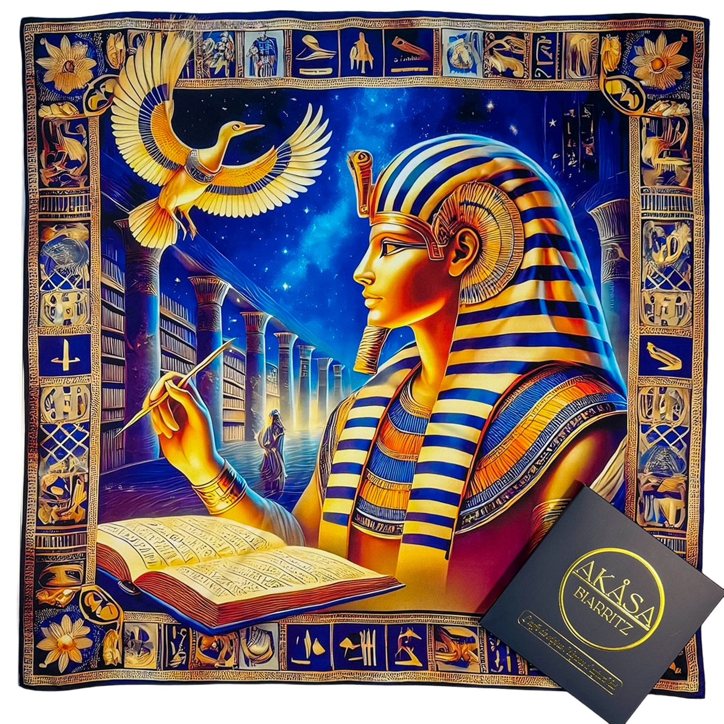 Carré 88 en Soie – Thot : Sagesse Ancestrale et Connaissance Éternelle