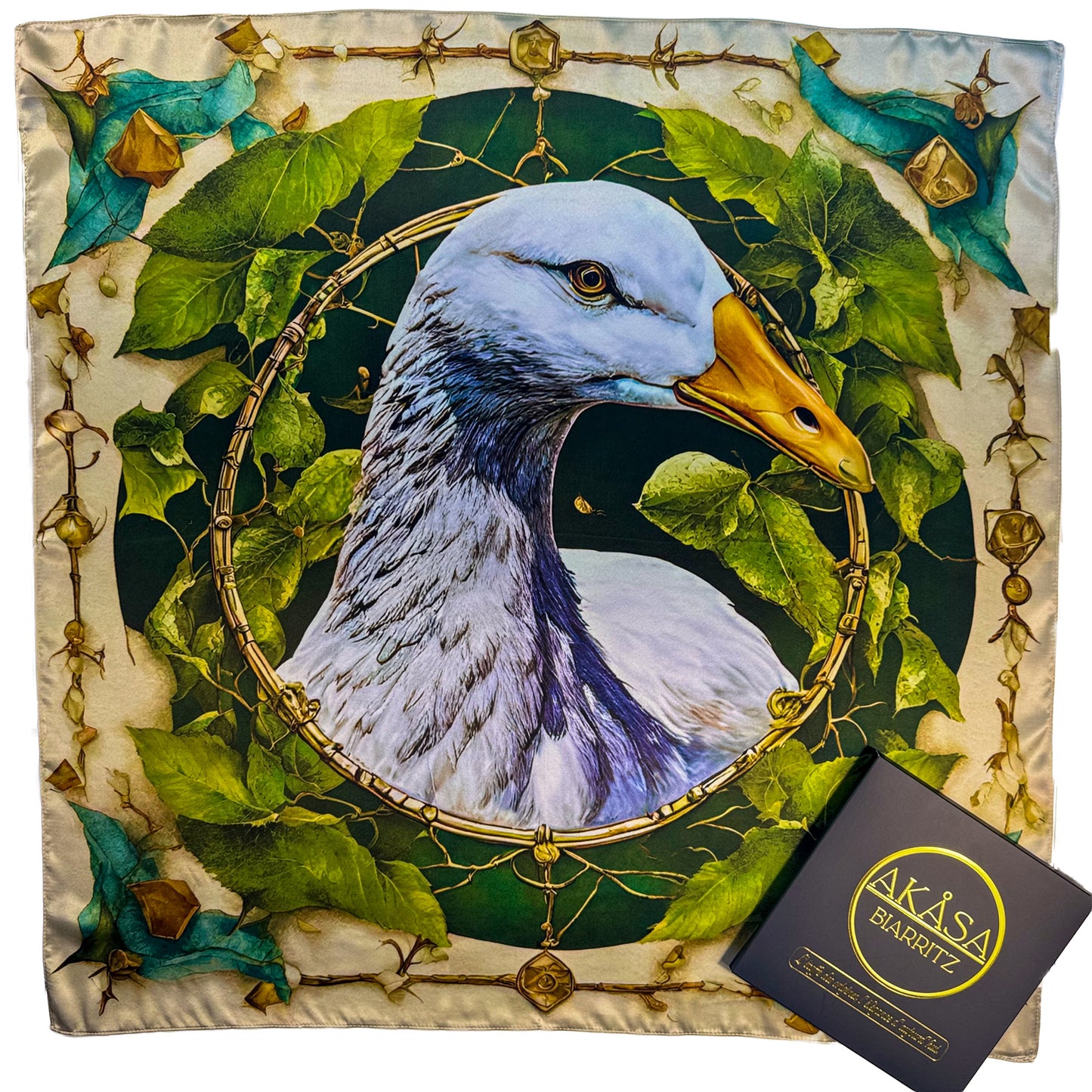 Carré de Soie 100% - Maison AKÅSA Biarritz - ᏌᏌ - Sasa -(L’Oie des Neiges)