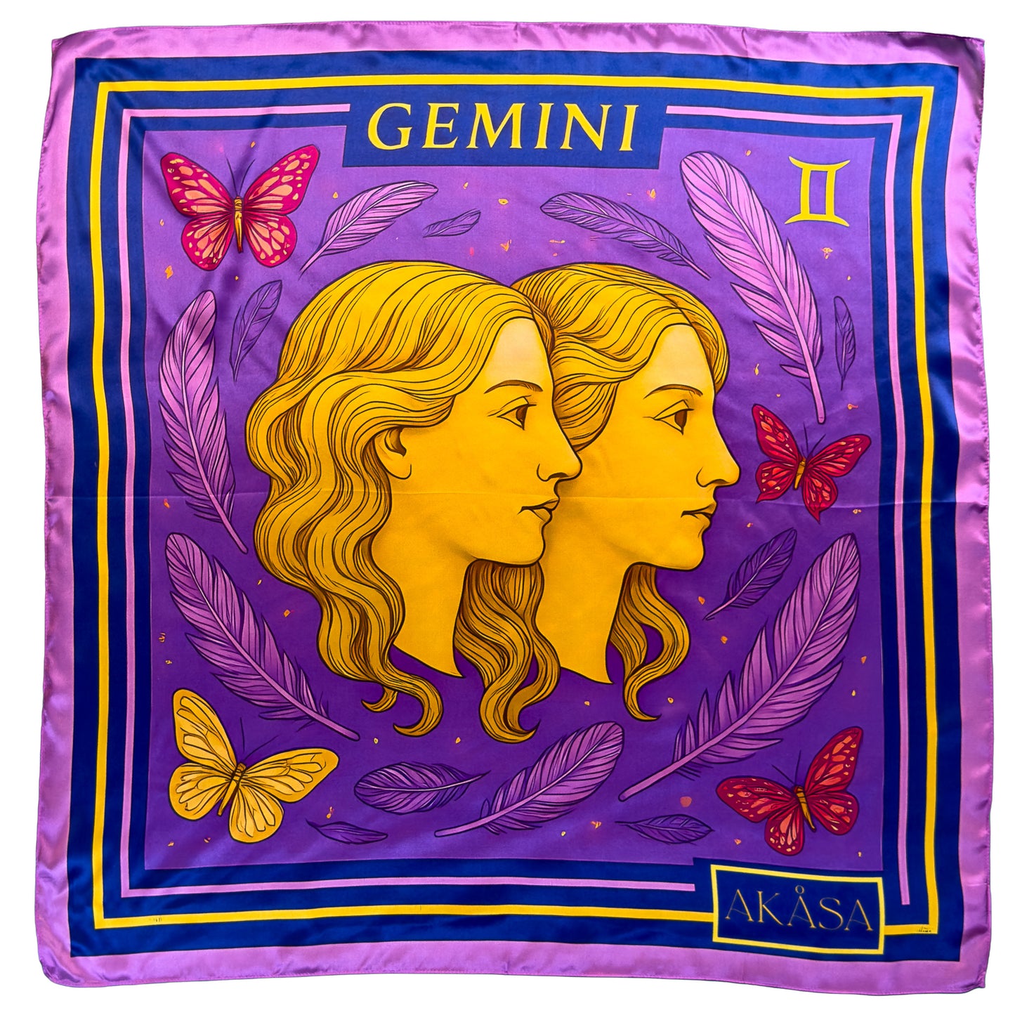 Carré de soie Gemini – Zodiac Silk Constellation 88 cm