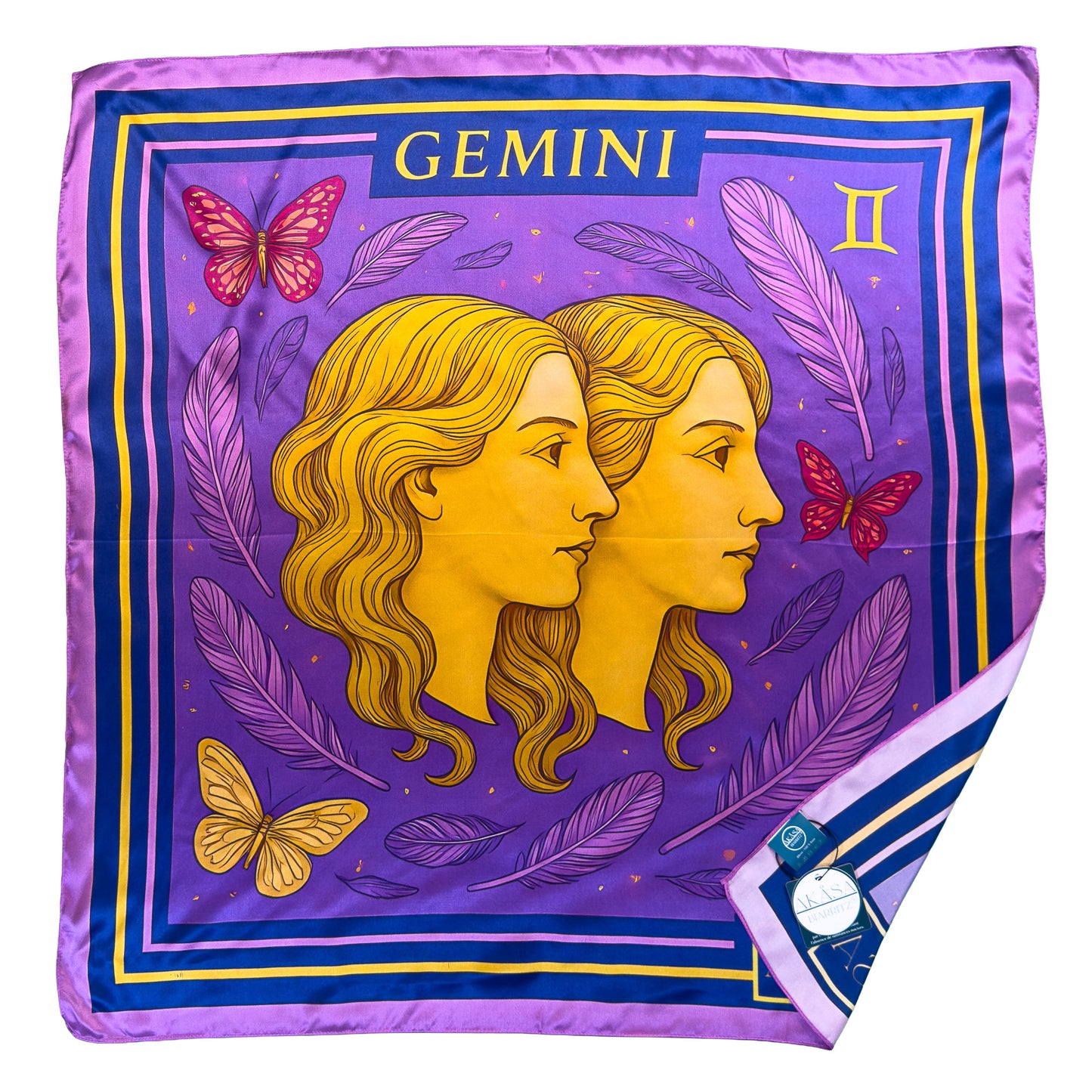 Carré de soie Gemini – Zodiac Silk Constellation 88 cm