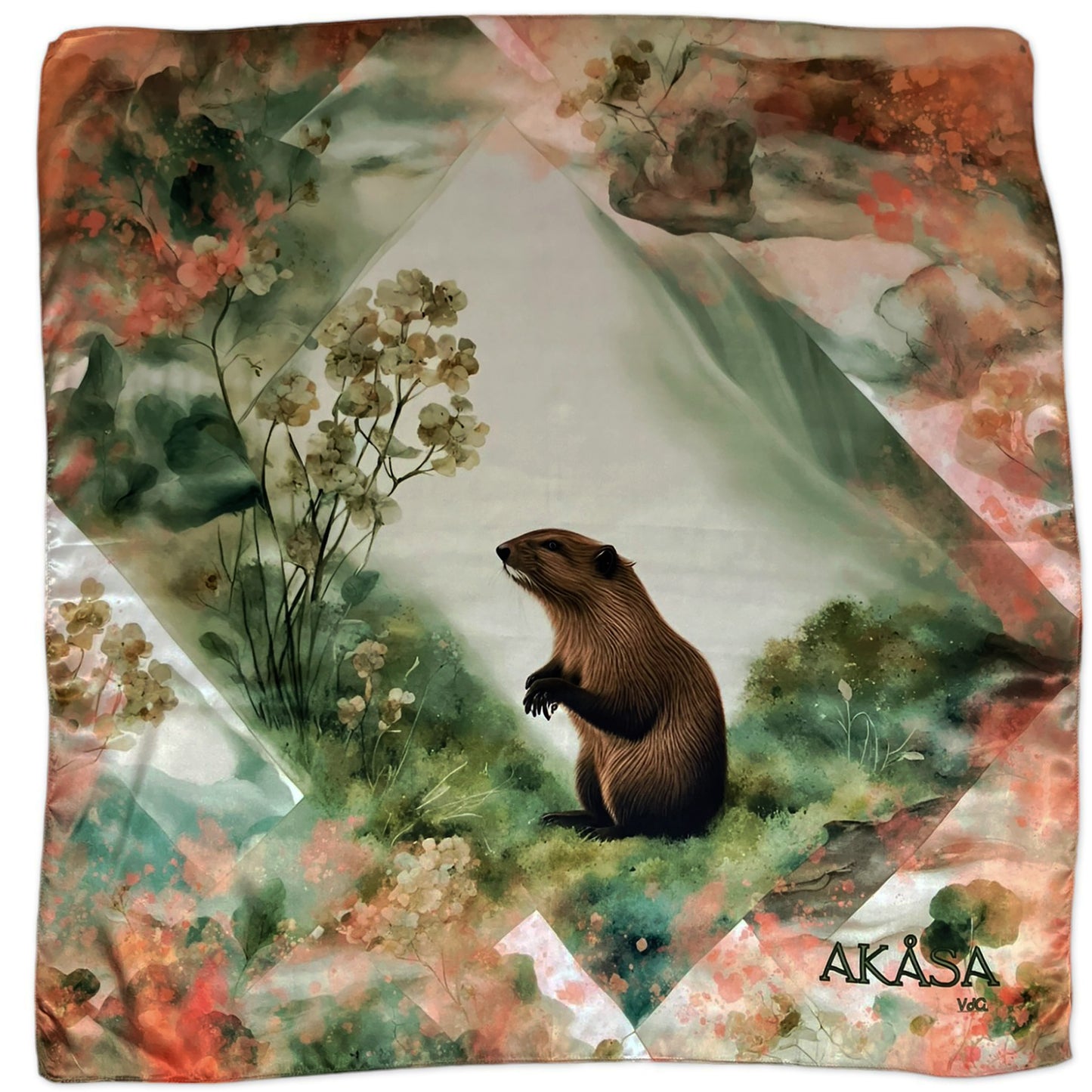 100 % Seidenquadrat – Maison AKÅSA Biarritz – ᏙᏧᏩ – Dotsuwa – (Le Castor)