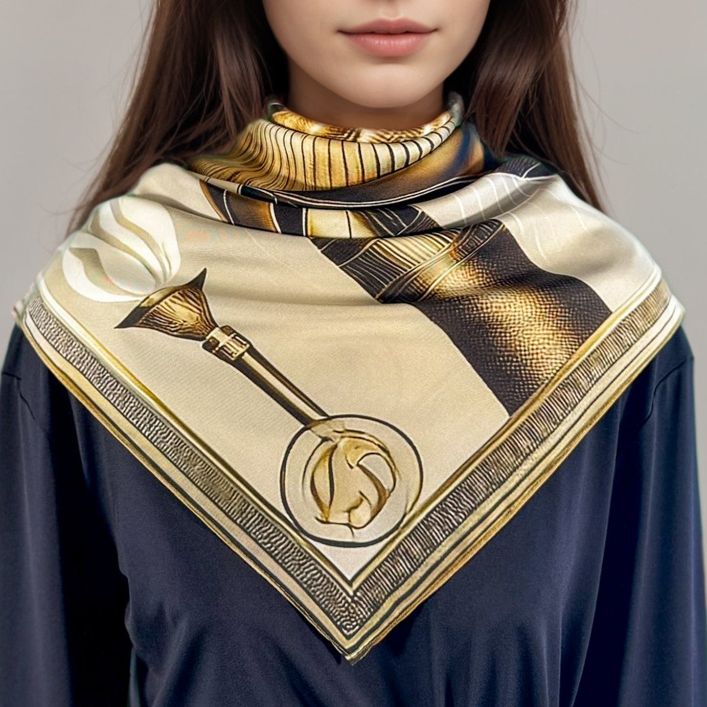 Carré 88 en Soie – Sekhmet : Force Ardente et Puissance Guerrière