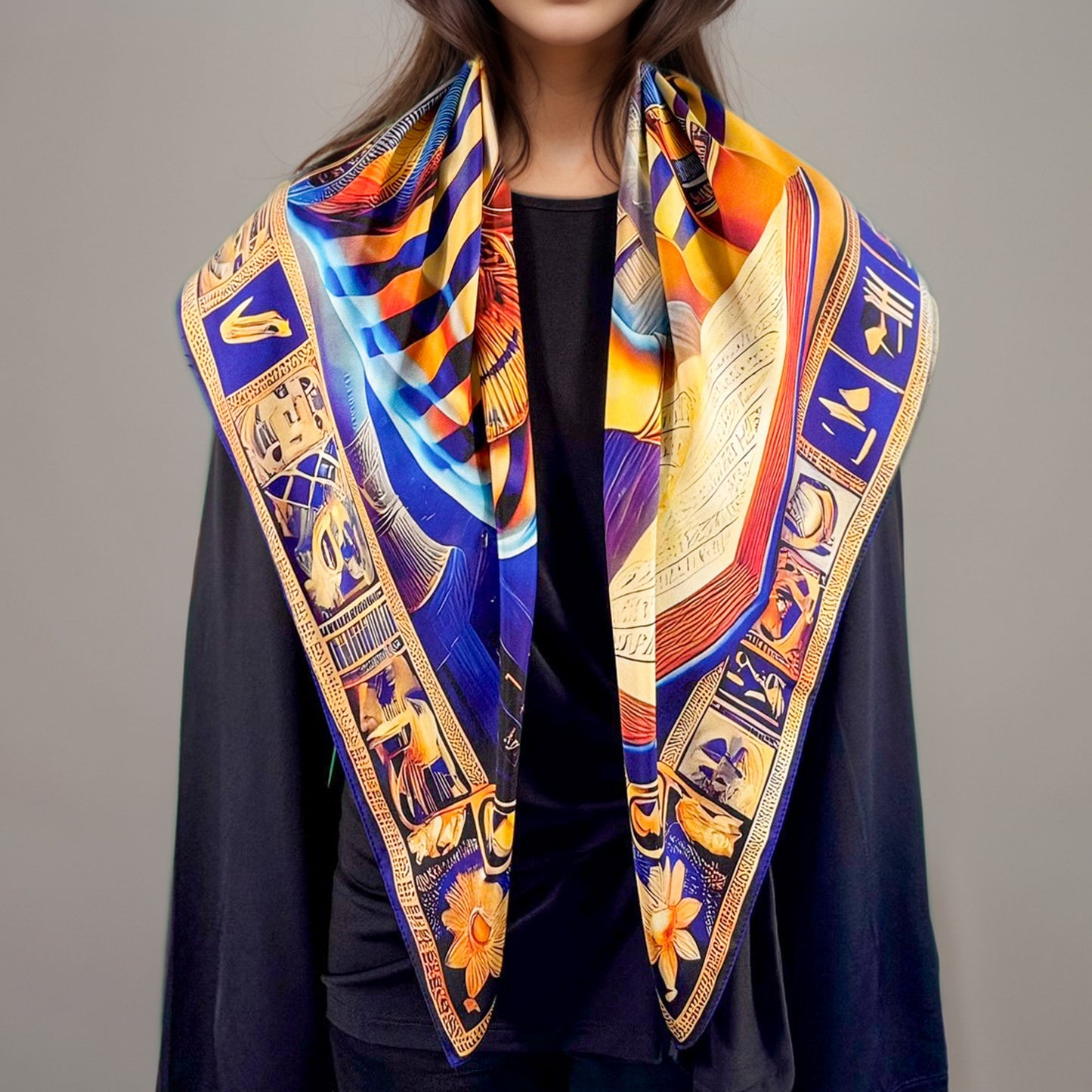 Carré 88 en Soie – Thot : Sagesse Ancestrale et Connaissance Éternelle