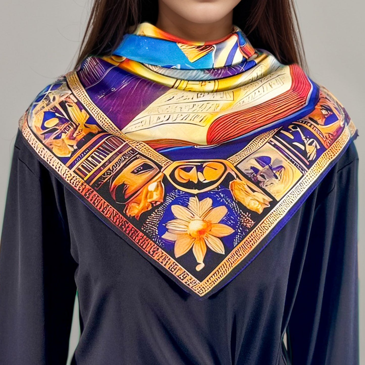 Carré 88 en Soie – Thot : Sagesse Ancestrale et Connaissance Éternelle