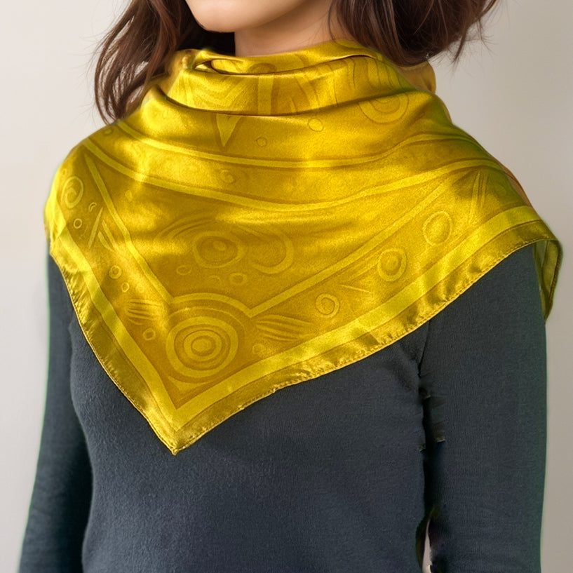 Maya silk square “Ajaw” – Sun of Harmony