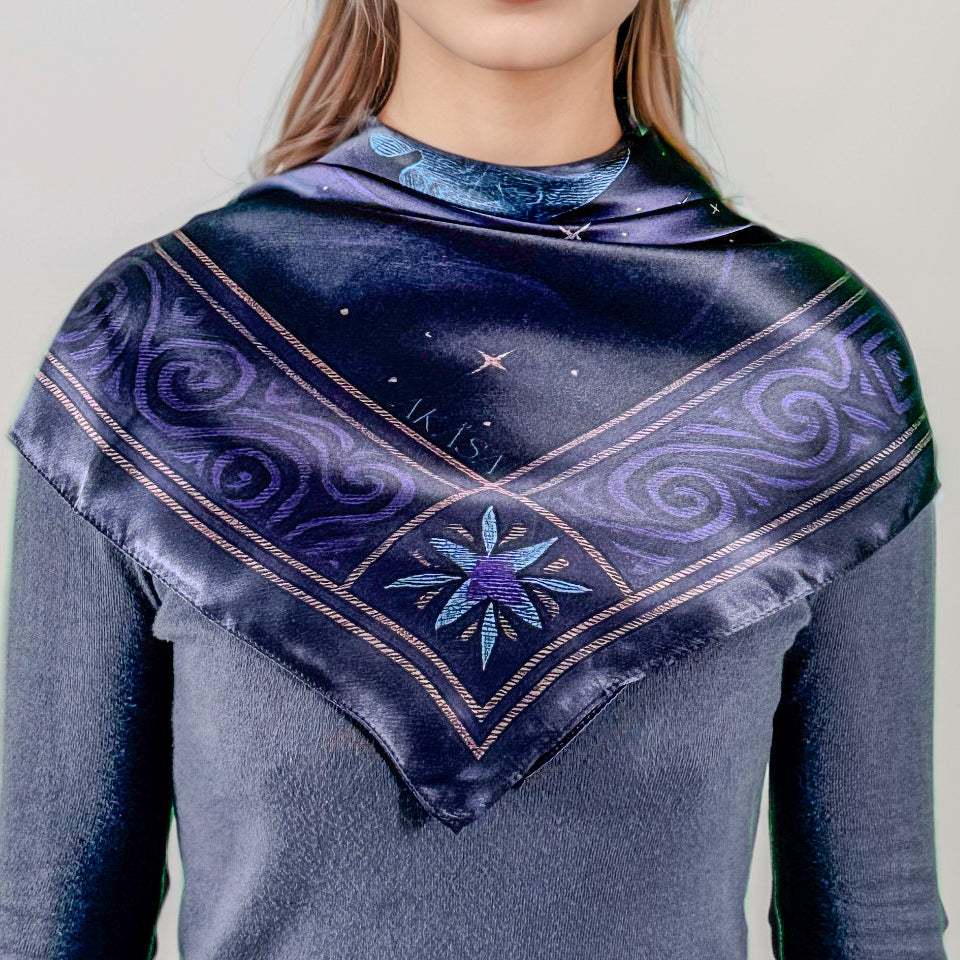 Mayan silk square "Ak'bal" – Guardian of the Night