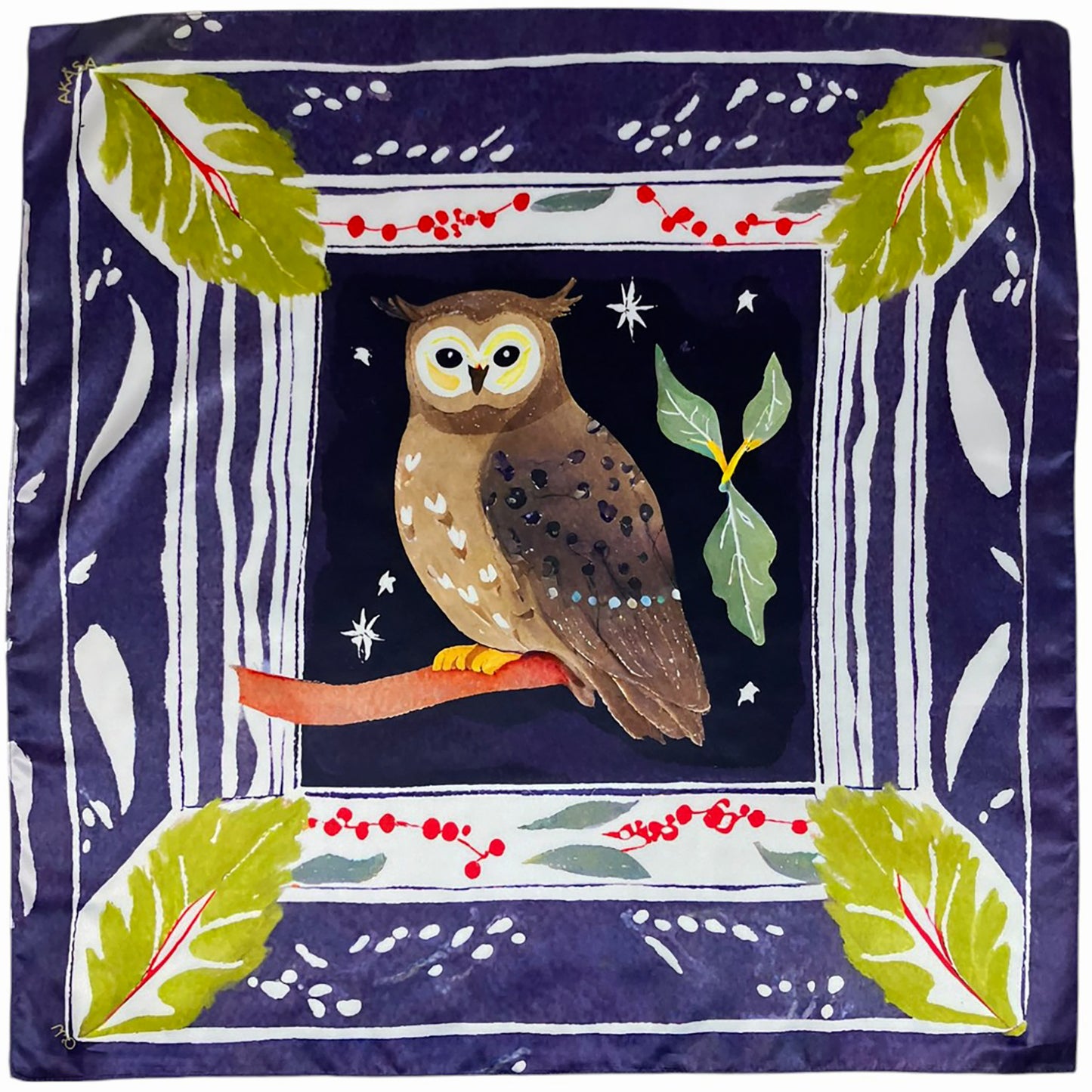 ᎤᎫᎫ (Ugugu) - Foulard Carré 66cm | Signe de la Chouette (23 Novembre - 21 Décembre) | Astrologie Amérindienne | AKÅSA Biarritz