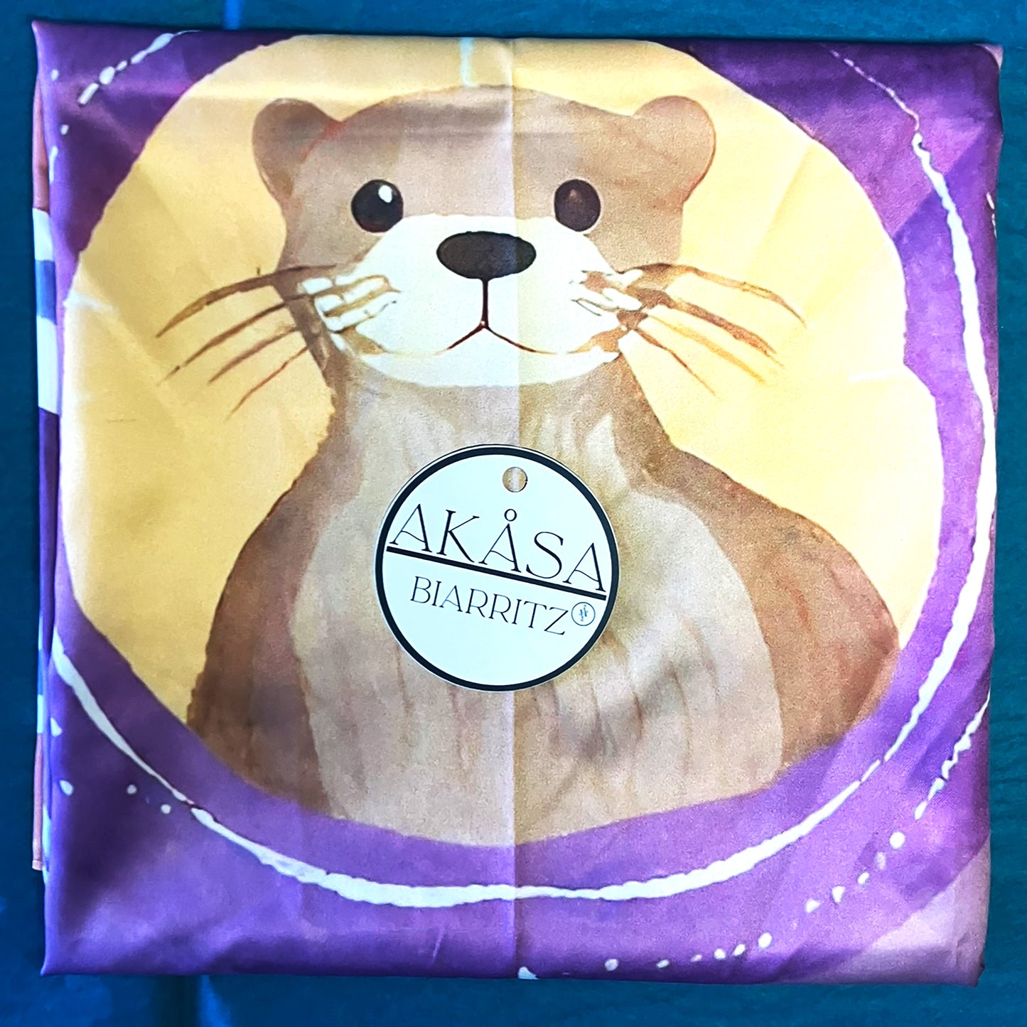ᏥᏯ (Tsiya) - Foulard Carré 66cm | Signe de la Loutre (20 Janvier - 18 Février) | Astrologie Amérindienne | AKÅSA Biarritz