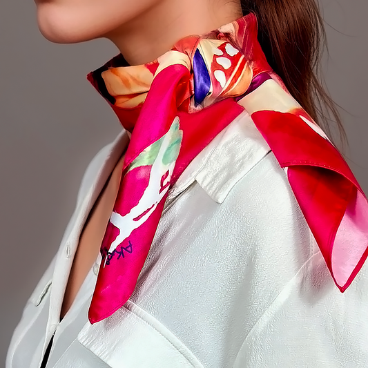 ᎠᏫ (Awi) - Foulard Carré 66cm | Signe du Cerf (21 mai - 20 juin) | Astrologie Amérindienne | AKÅSA Biarritz