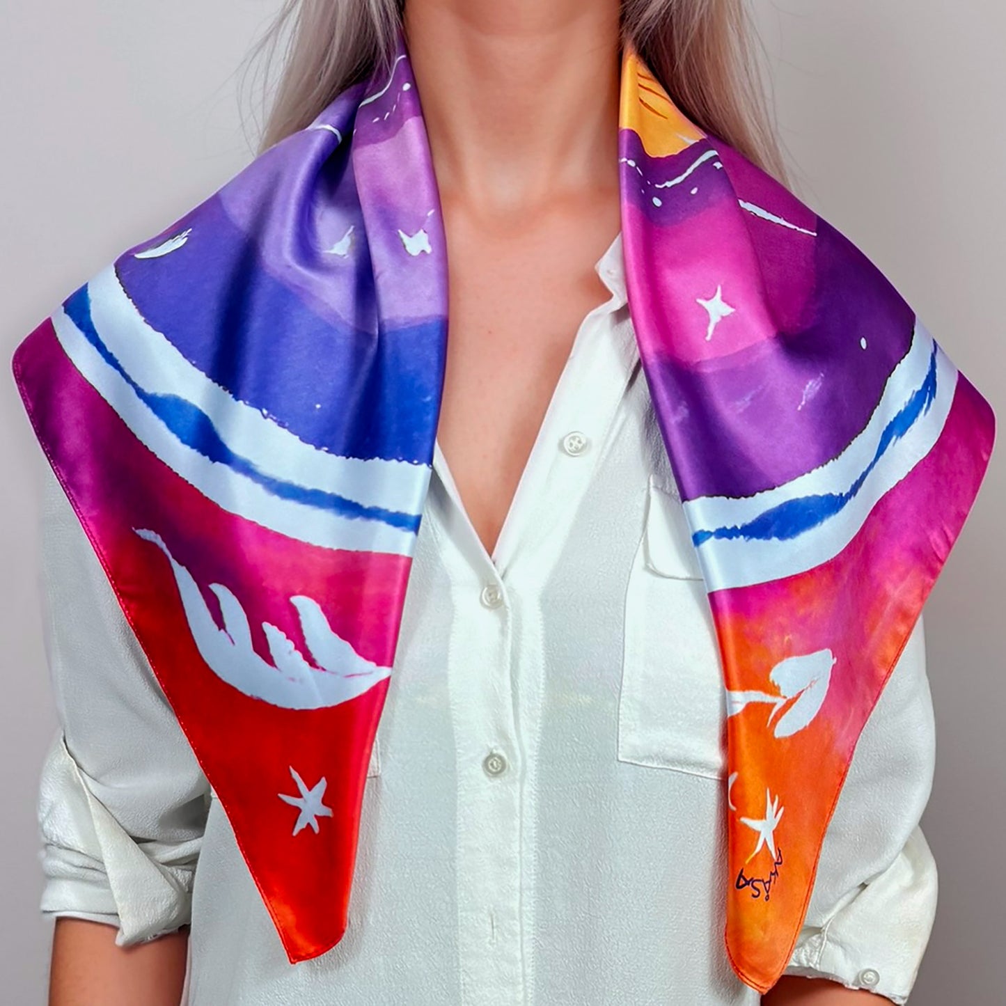 ᏥᏯ (Tsiya) - Foulard Carré 66cm | Signe de la Loutre (20 Janvier - 18 Février) | Astrologie Amérindienne | AKÅSA Biarritz
