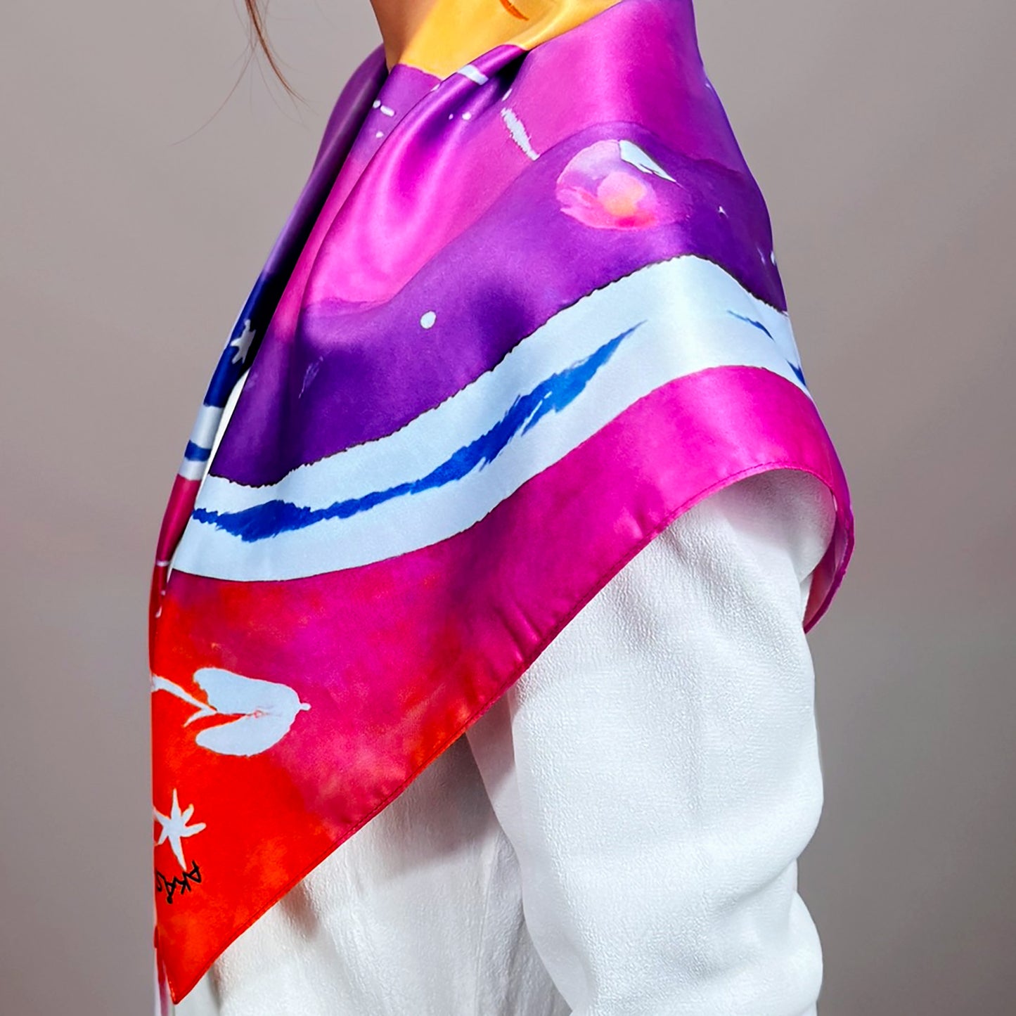 ᏥᏯ (Tsiya) - Foulard Carré 66cm | Signe de la Loutre (20 Janvier - 18 Février) | Astrologie Amérindienne | AKÅSA Biarritz