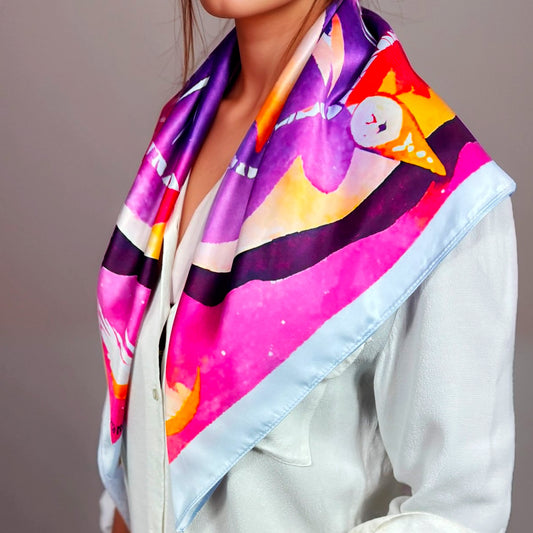ᏔᏬᏗ (Tawodi) - Foulard Carré 66cm | Signe du Faucon (21 Mars - 19 Avril) | Astrologie Amérindienne | AKÅSA Biarritz
