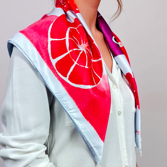 ᏎᎼᏂ (Semoni) - Foulard Carré 66cm | Signe du Saumon (22 Juillet - 21 Août) | Astrologie Amérindienne | AKÅSA Biarritz