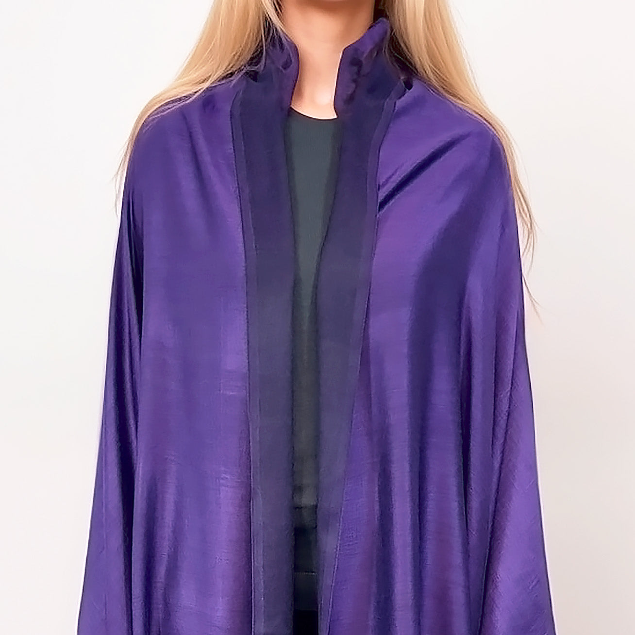 Étole Réversible en soie et laine – Violet Royal