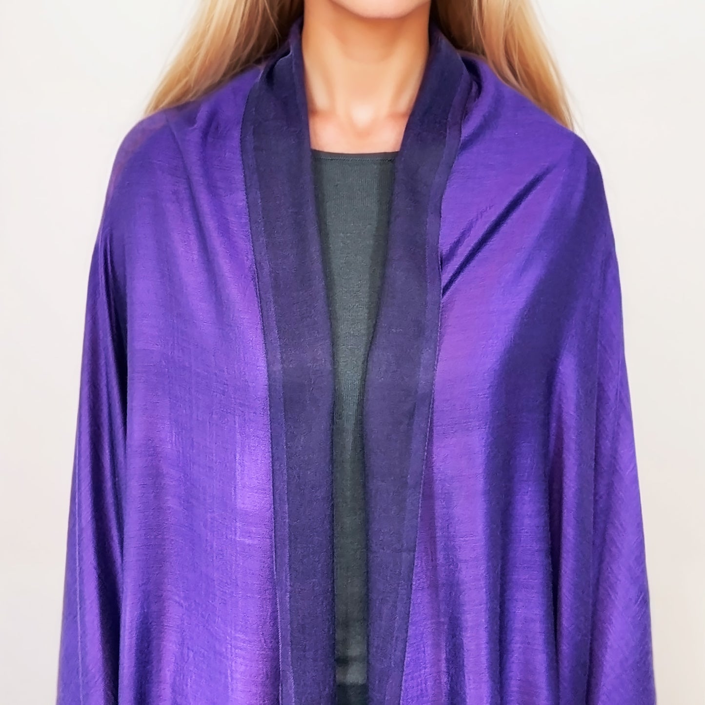 Étole Réversible en soie et laine – Violet Royal