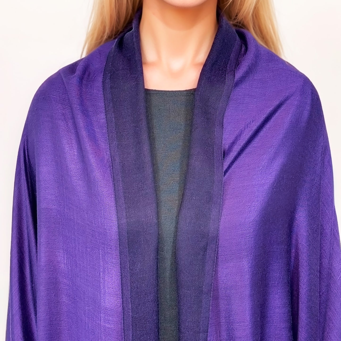 Étole Réversible en soie et laine – Violet Royal