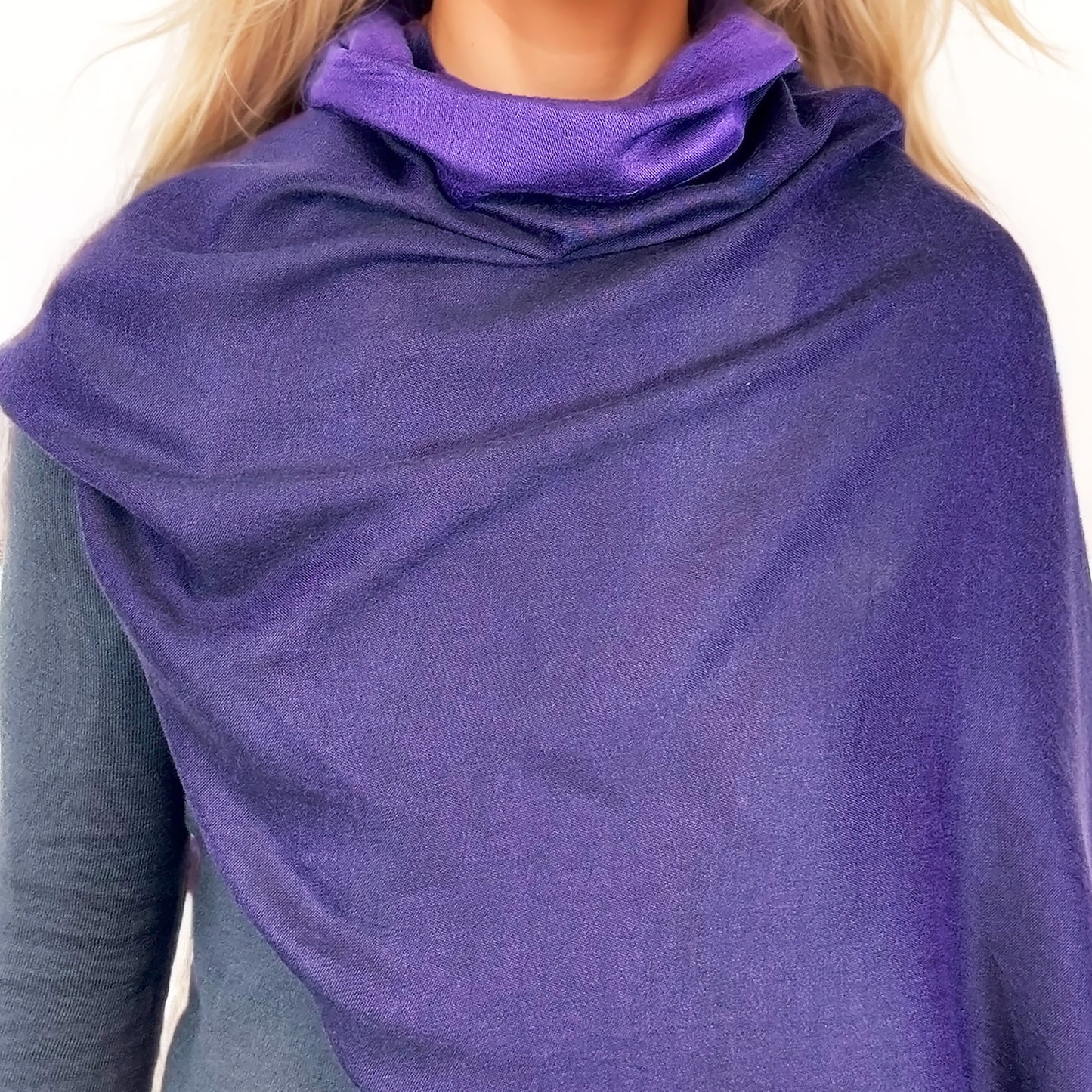 Étole Réversible en soie et laine – Violet Royal