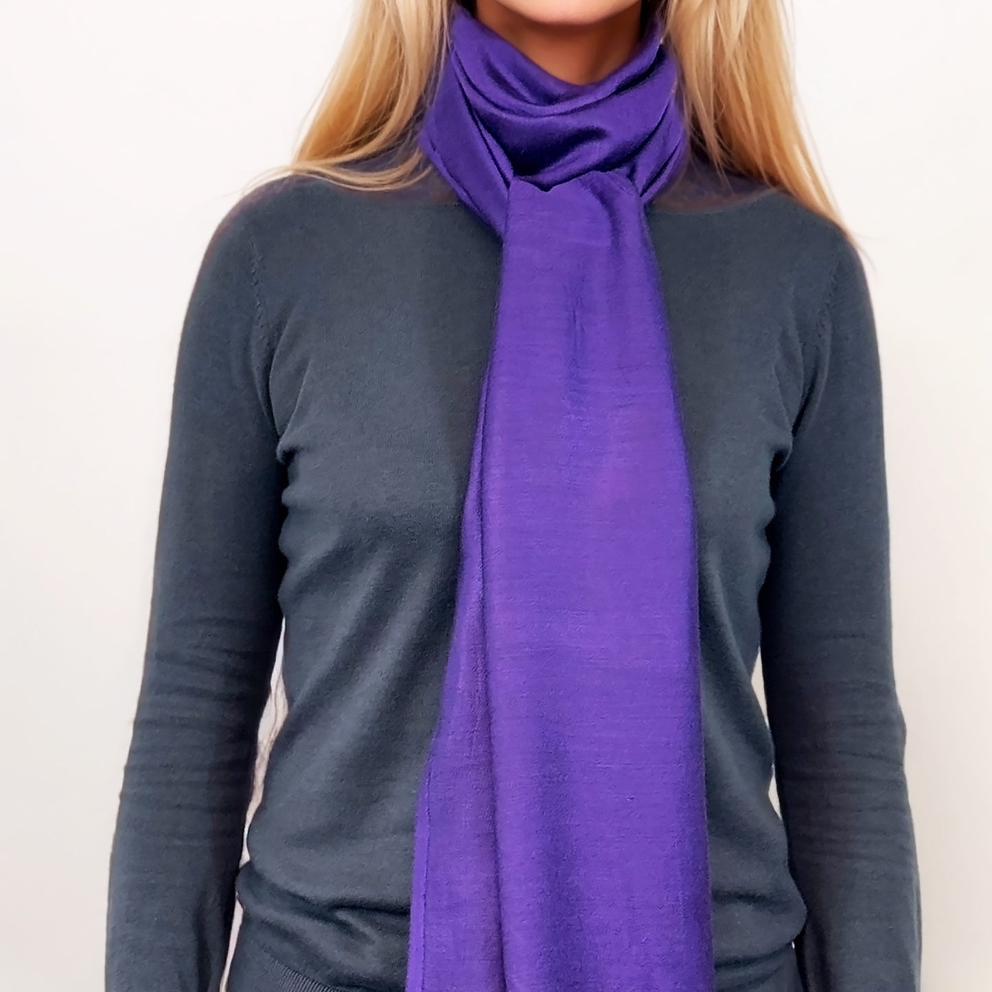 Étole Réversible en soie et laine – Violet Royal