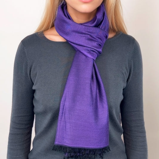 Étole Réversible en soie et laine – Violet Royal