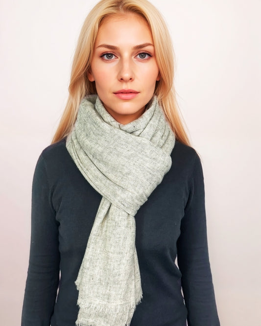Écharpe en 100% Cachemire – Élégance et Confort (100cm x 220cm) - Gris Clair