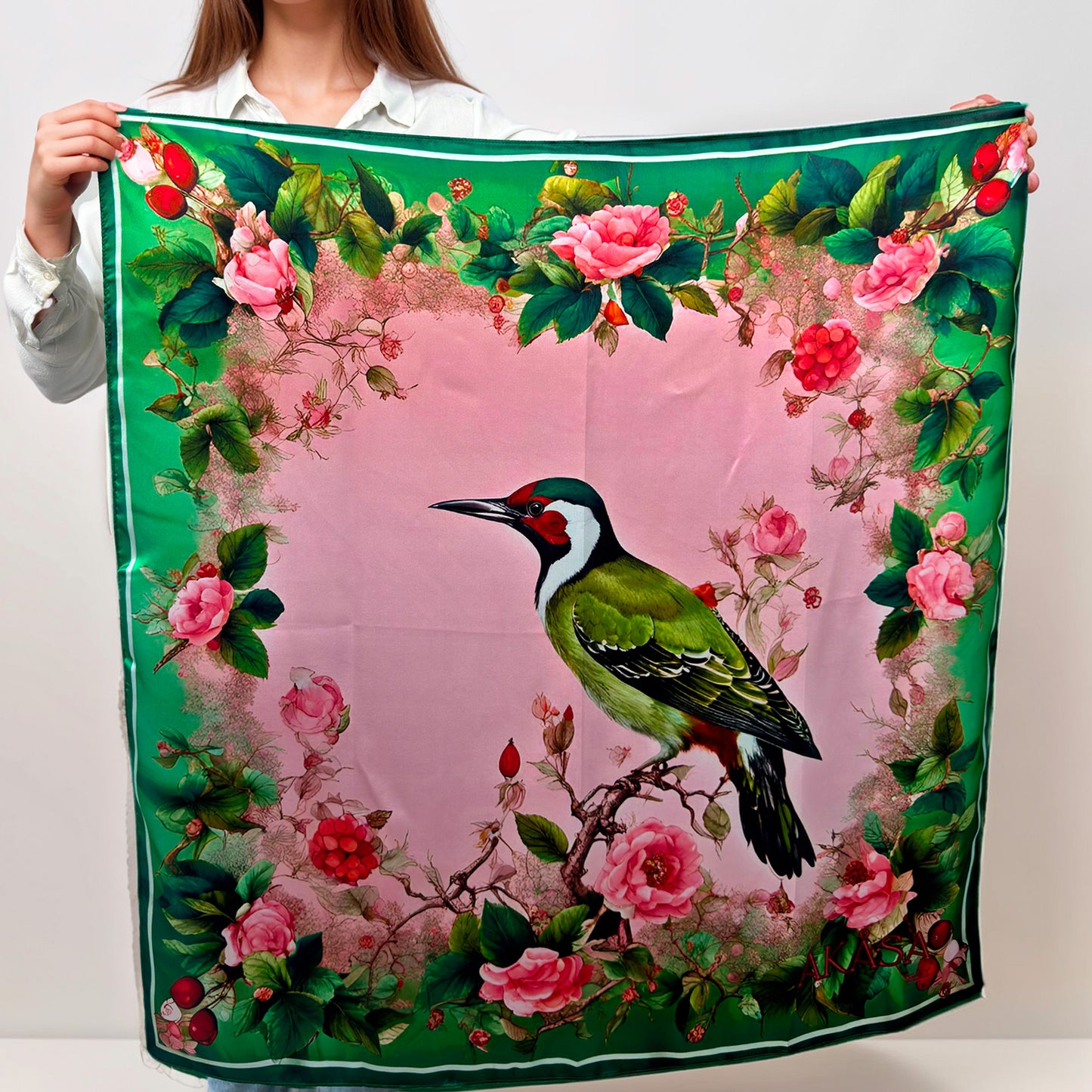 Pañuelo 100 % seda - Maison AKÅSA Biarritz - ᏥᏍᏆ - Tsiqua (Le Pic Vert)