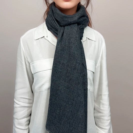 Écharpe en 100% Cachemire – Élégance et Confort (100cm x 220cm) - Gris  Foncé