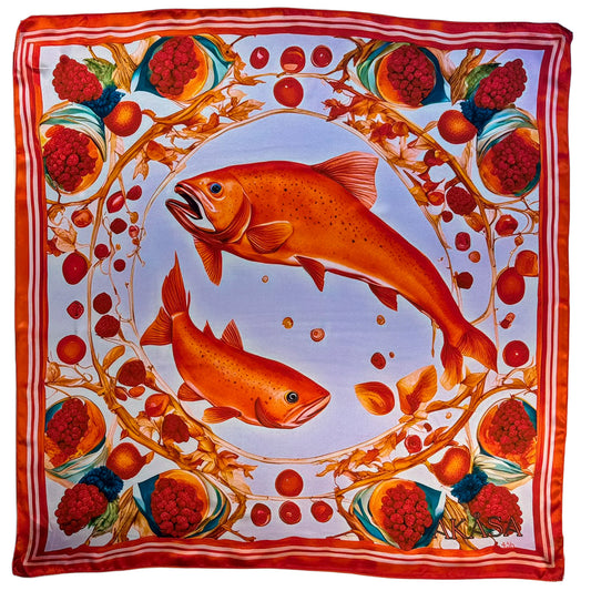 100% Silk Square - Maison AKÅSA Biarritz - ᏎᎼᏂ - Semoni - (Salmon)