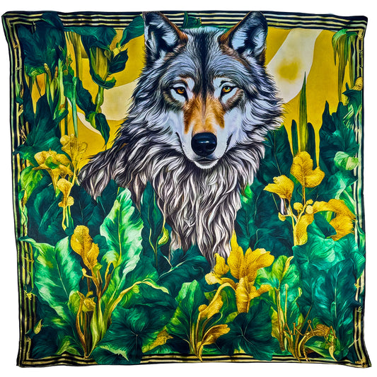 100% Silk Square - Maison AKÅSA Biarritz - ᏩᏯ - Waya (The Wolf)