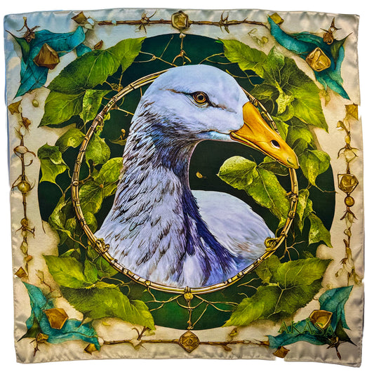 100% Silk Square - Maison AKÅSA Biarritz - ᏌᏌ - Sasa -(The Snow Goose)