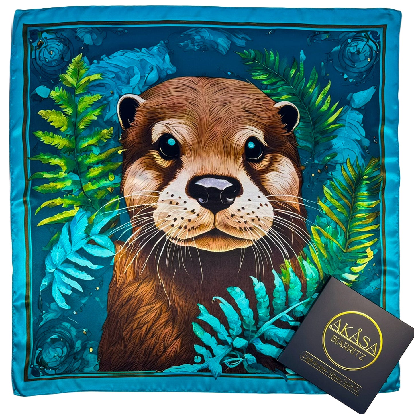 Carré de Soie 100% – Maison AKÅSA Biarritz – ᏥᏯ – Tsiya – (La Loutre)